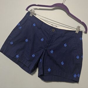 Old Navy Dark Blue Women Shorts with Embroidered Sailboats